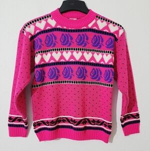 KIDS Vintage floral sweater excellent condition size XL  90s